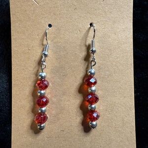 Red Crystal Bead Drop Earrings - Women Jewelry